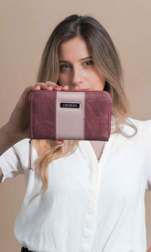 BILLETERA DEDALERA BERENJENA Y ROSA