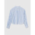 V-LS CROPPED LINEN SHIRT BLUE WHITE STRIPE