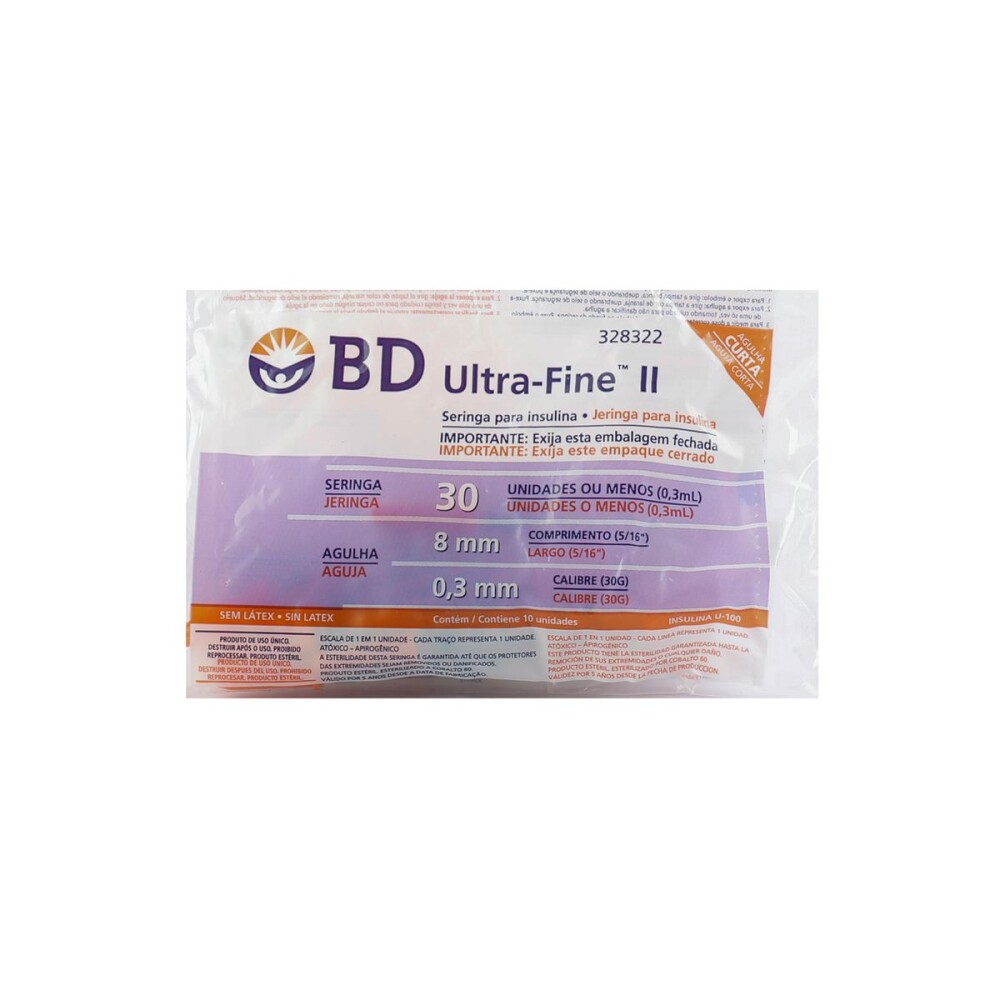 JERINGA INS.30 UI ULT.FINE BD 30G AG 8MM única