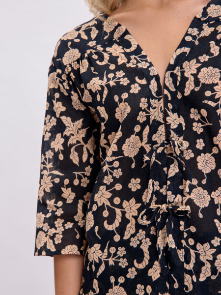 Kimono corto Estampa Boho Negro