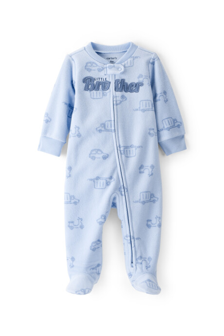 Pijama una pieza de micropolar, con pie, diseño vehículos Sin color