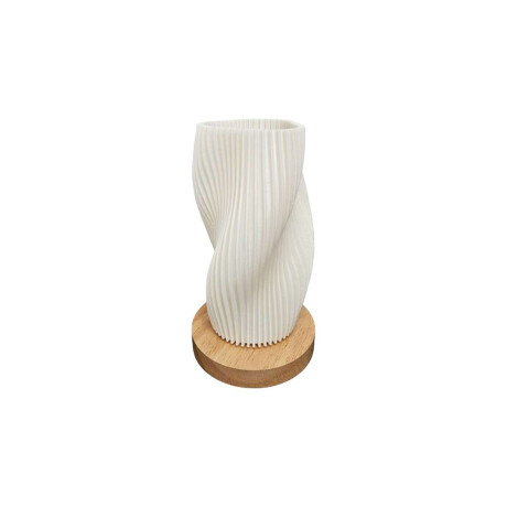 Lámpara veladora Torneada con base en madera - 12x22cm Blanco