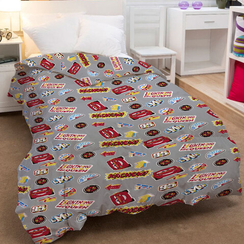 Acolchado Infantil Cars Microfibra 1 Plaza GRIS