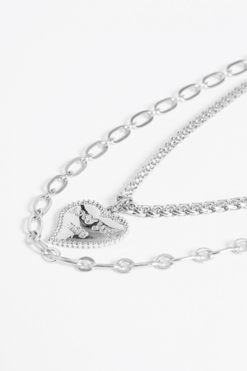 Collar doble cadena PLATEADO