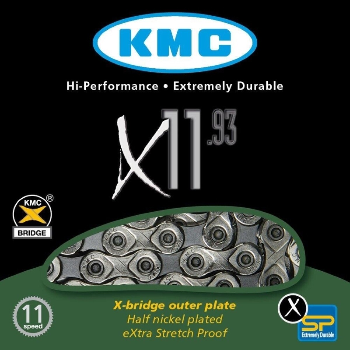 Cadena Bici Mtb 11 Vel. Kmc Plata/negra (x11-1) 