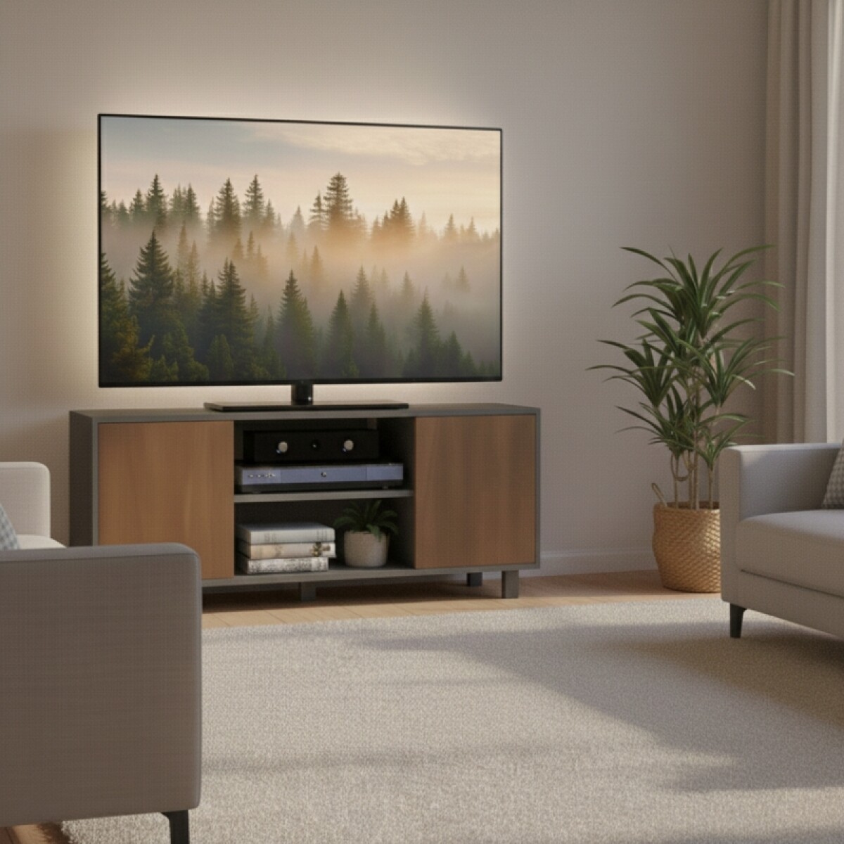 Mueble Rack de Tv Hasta 50" Manhattan de Piso con 2 Puertas y Estantes 120 cm de Ancho - Manchester / Grafito 