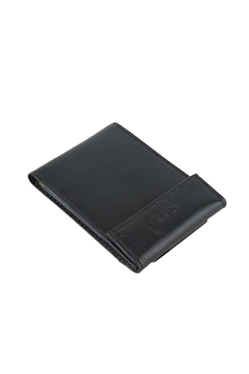 Tarjetero de Cuero con Separadores Transparentes Negro