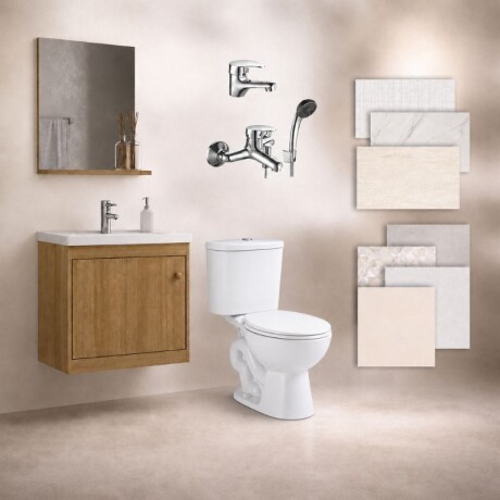 BAÑO COMPLETO N°1 INODORO CON MOCHILA + MUEBLE DE BAÑO 50 CM CON ESPEJO + GRIFERIA + CERAMICA DE PISO Y PARED BAÑO COMPLETO N°1 INODORO CON MOCHILA + MUEBLE DE BAÑO 50 CM CON ESPEJO + GRIFERIA + CERAMICA DE PISO Y PARED
