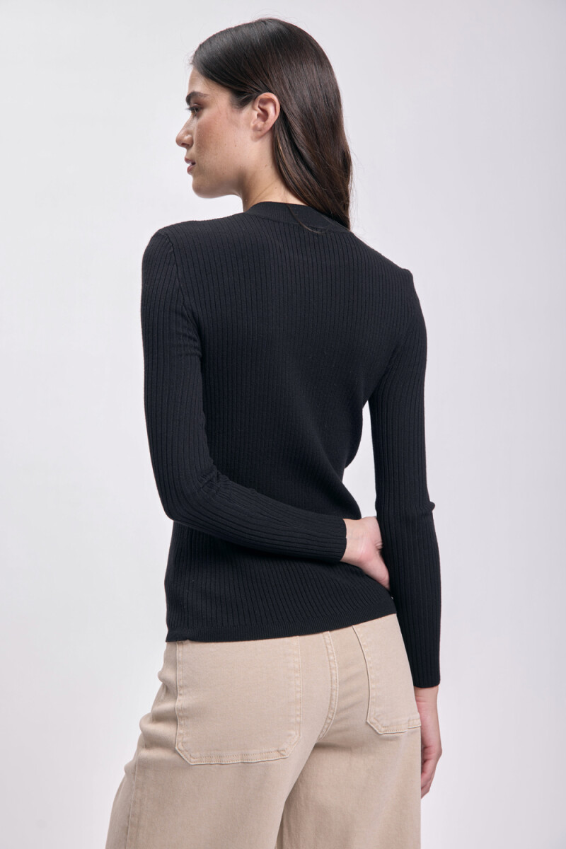 Remera punto rib Negro