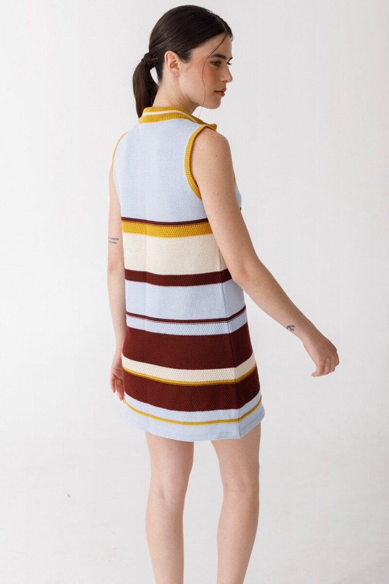VESTIDO ZIP KNIT Cel Y Choco