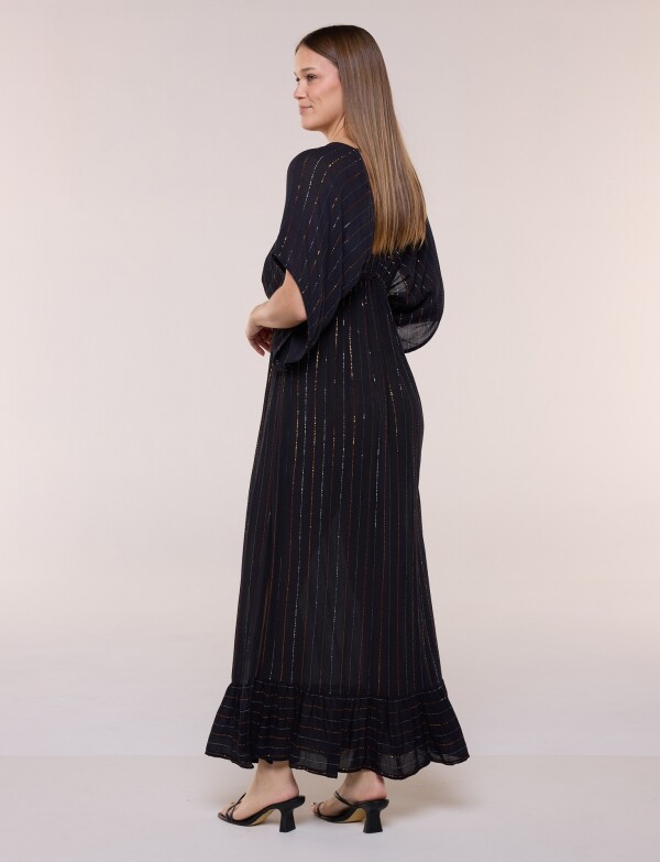 Vestido Maxi Detalle En Lurex NEGRO