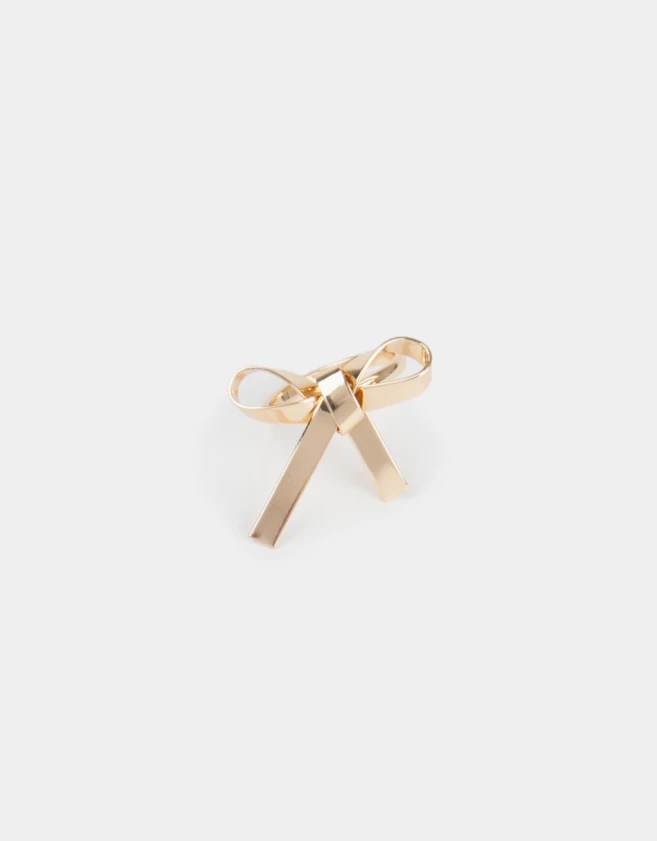 Anillos Medianos y Grandes Moño Anillo De Moño Metálico - Dorado
