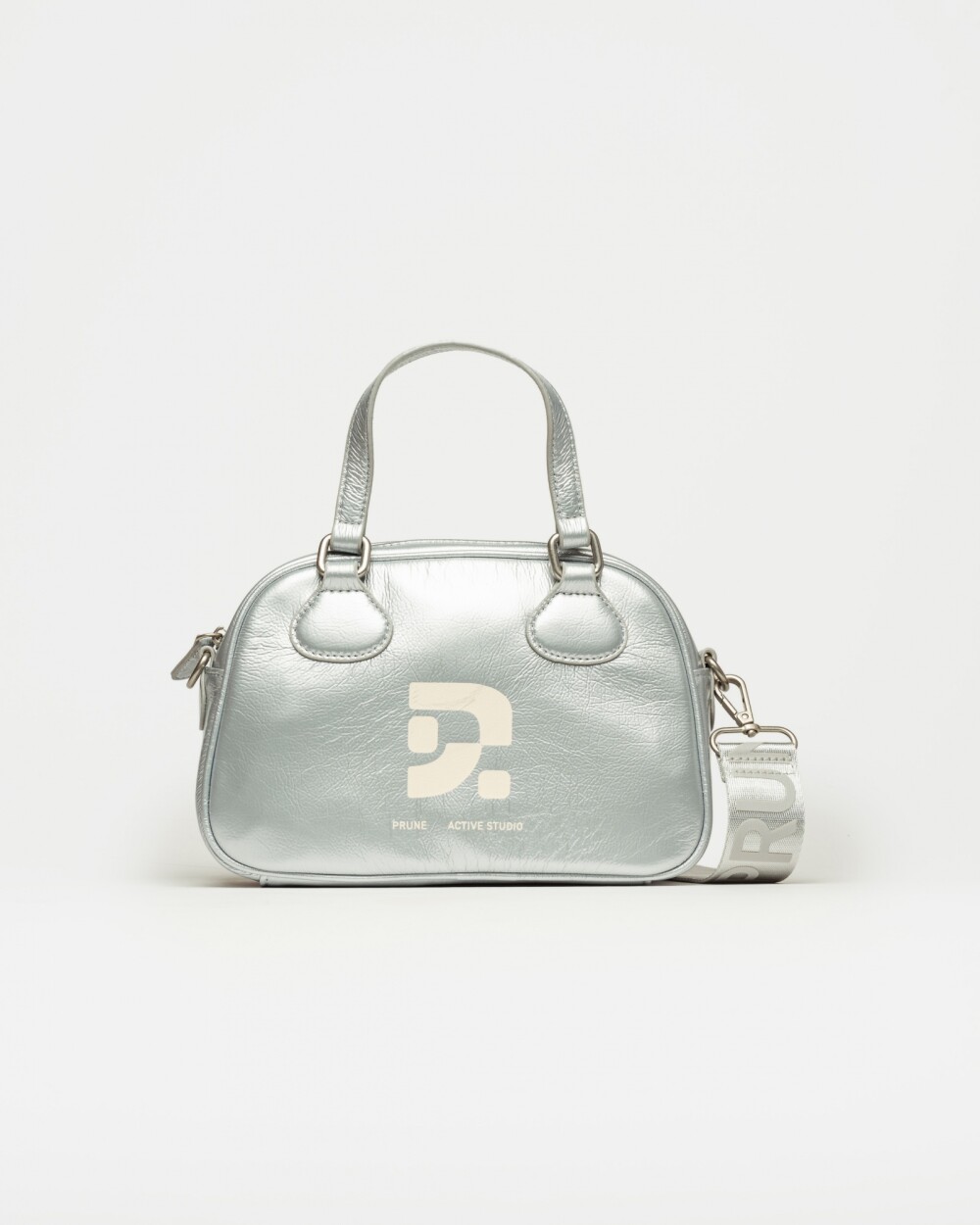 Mini bag Active Studio en efecto charol arrugado Metalizado