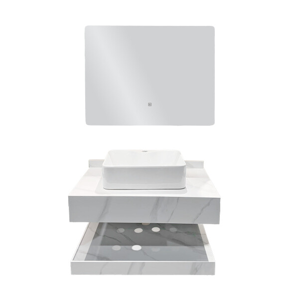 CONJUNTO DE BAÑO HABITARE MODELO NS1001-80T / MUEBLE + BACHA + ESPEJO CON LUZ Conjunto De Baño Habitare Modelo Ns1001-80t / Mueble + Bacha + Espejo Con Luz