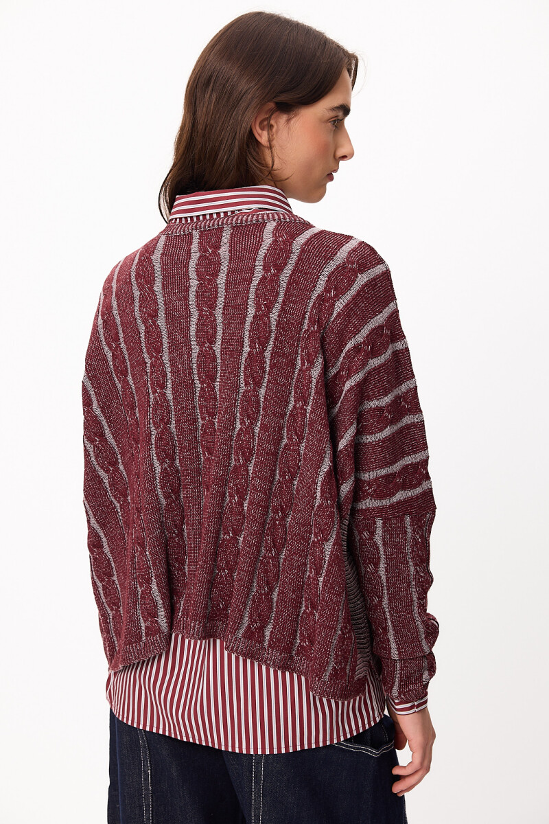 Sweater Oceano Crop Bordeaux/Gris