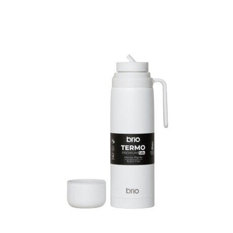 Termo brio premium 1 litro con pico cebador en acero inox Blanco