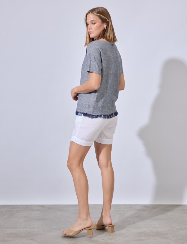 Blusa Lino Flecos GRIS