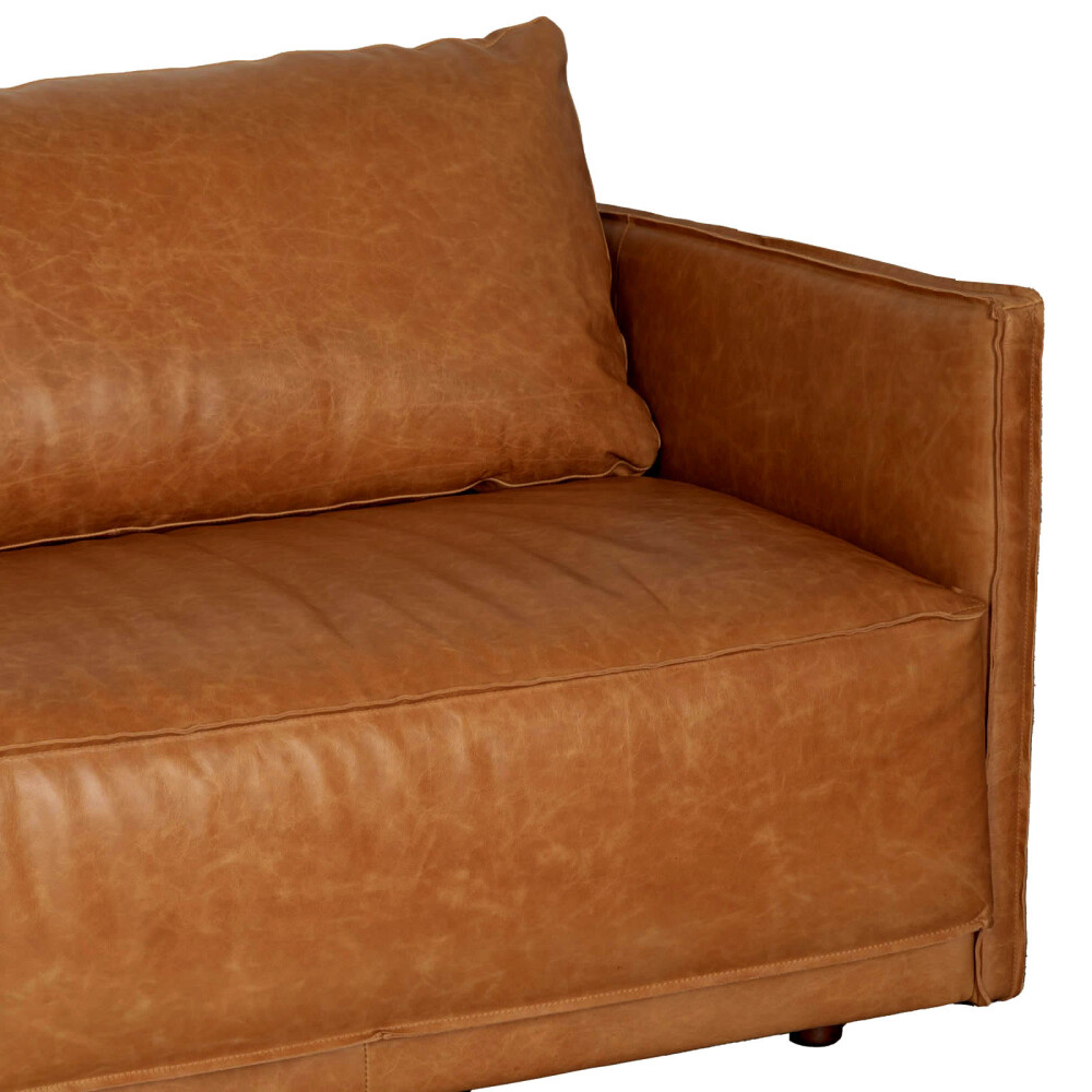 SILLÓN C/CHAISE IZQUIERDO 3 CUERPOS CUERO-100-NATURAL MARRON ROMEO TP3 LA PAZ CAMEL