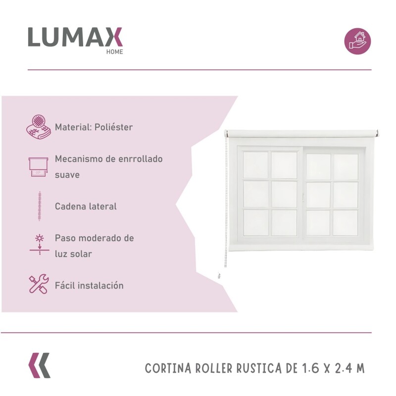Cortina Roller Rústica Lumax Colores 1.6 X 2.4 M Calidad Gris