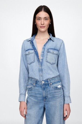 Camisa De Jean Ultrasoft Mujer Acid Wash