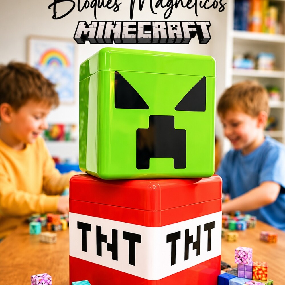 Bloques magnéticos en contenedor 100 piezas MINECRAFT creeper
