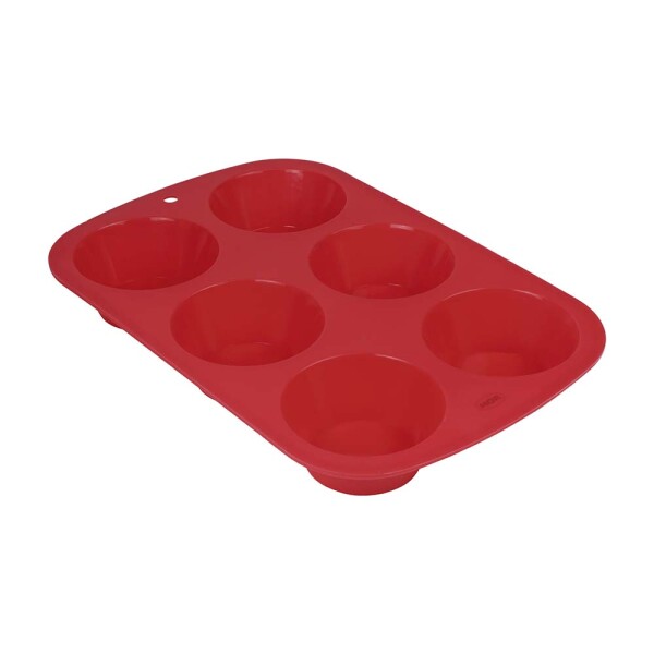 MOLDE DE SILICONA PARA 6 CUPCAKES ROJO