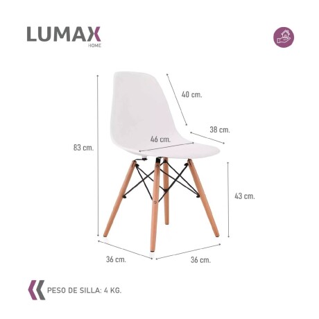 Silla De Comedor Eames Pack 4 Unidades Varios Colores Lumax Blanco