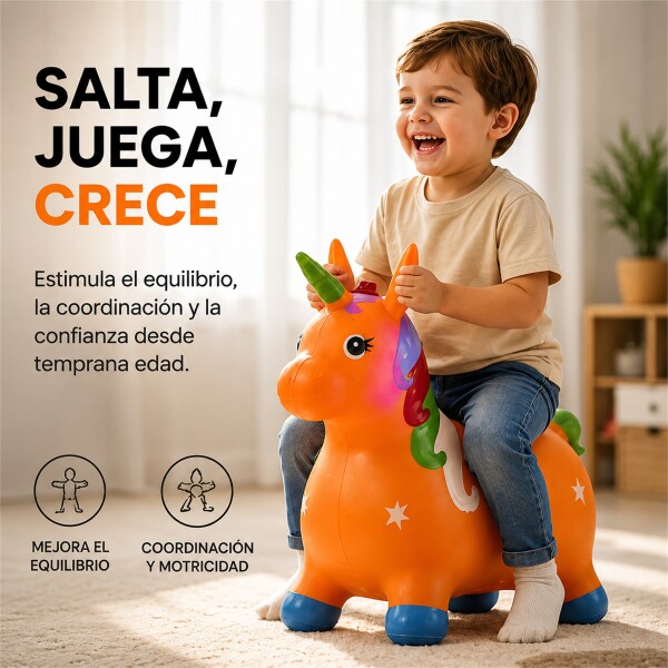 Unicornio Saltarín Inflable Infantil 58 x 55 cm Naranja