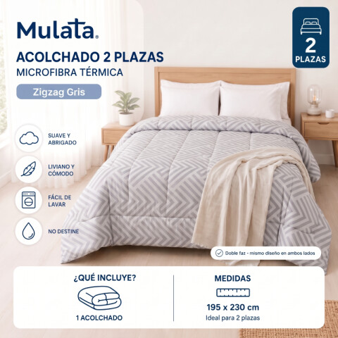 Acolchado 2 Plazas Doble Faz Microfibra Térmico 195 x 230cm - Zigzag Gris Acolchado 2 Plazas Doble Faz Microfibra Térmico 195 x 230cm - Zigzag Gris