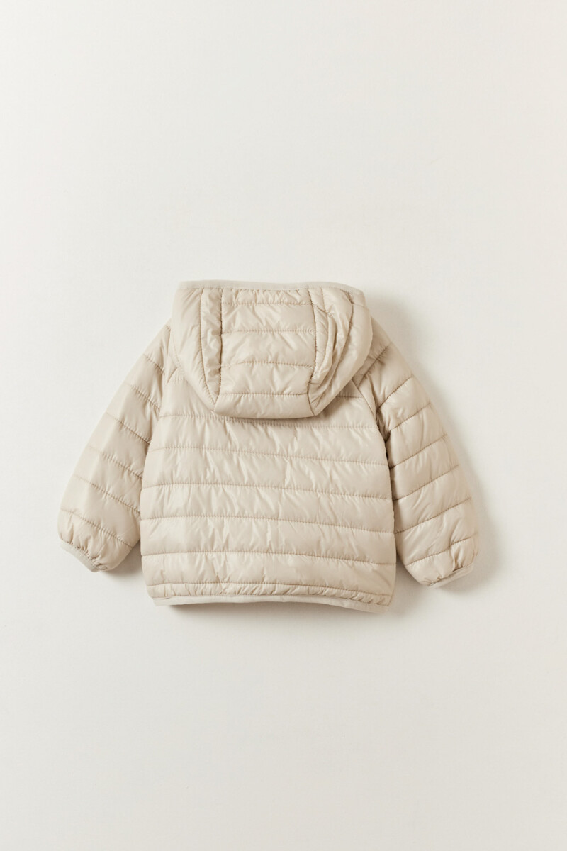 Campera abrigo capitoneada capucha Beige