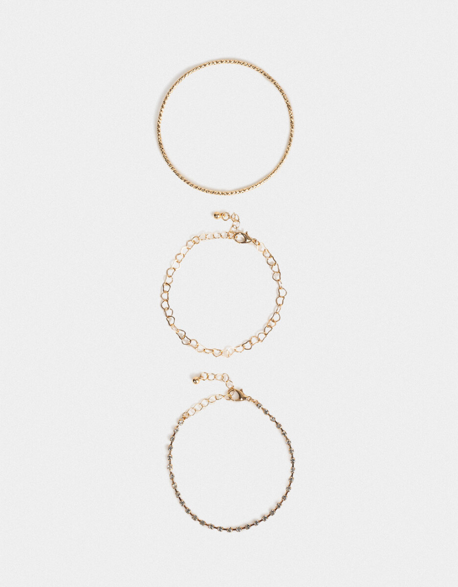 Set De Pulseras Flexibles Doradas 