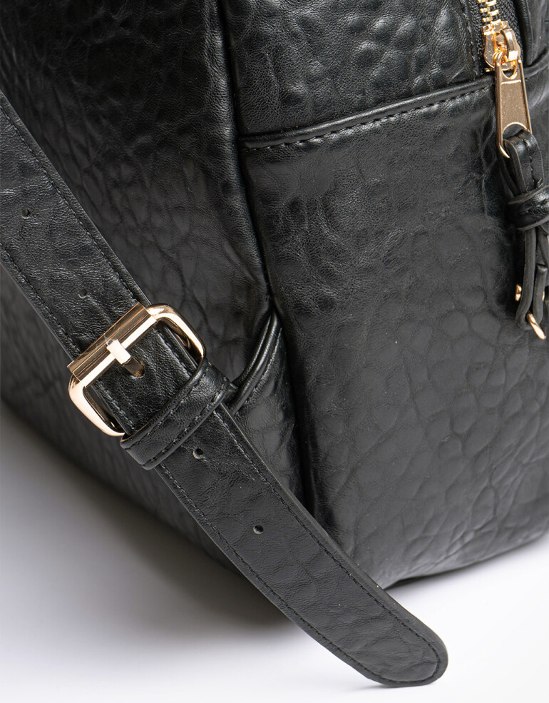 Mochilas Urbanas Mochila Efecto Croco - Negro