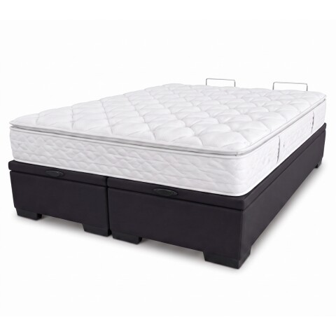 Base Box Baul para Sommier Colchon - Estructura Madera Maciza - Negro 158 x 198 x 35 cm Doble