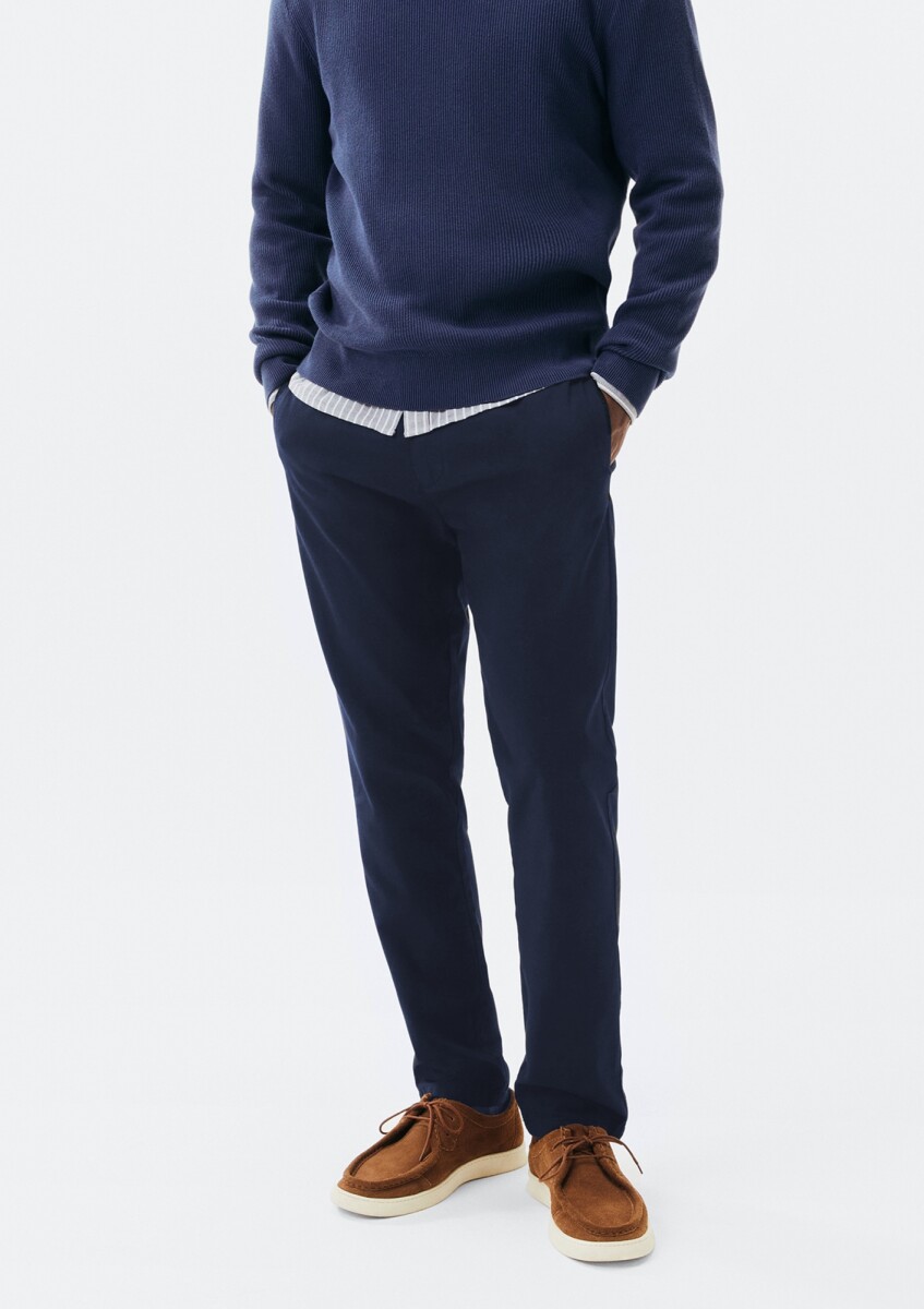 PANTALÓN MODELO CHINO DE LINO - AZUL 