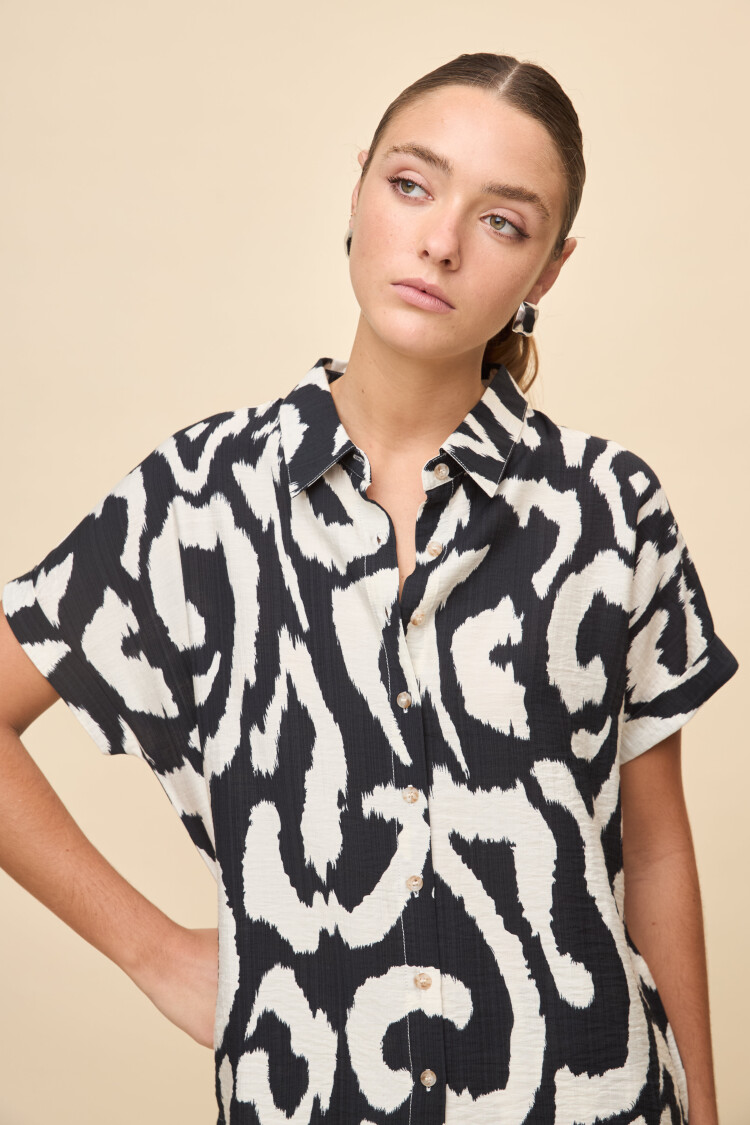 CAMISA ELVINA PRINTED Negro/Blanco