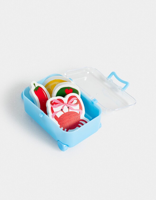 Útiles Varios Diseño propio Set De Gomas En Valijita - Combinacion Multicolor