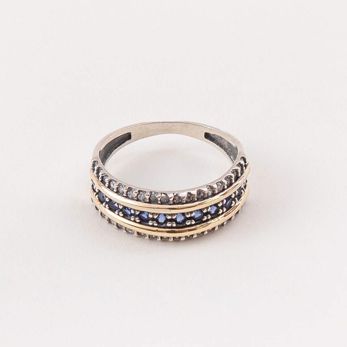 Anillo York Blue - Plata y Oro 