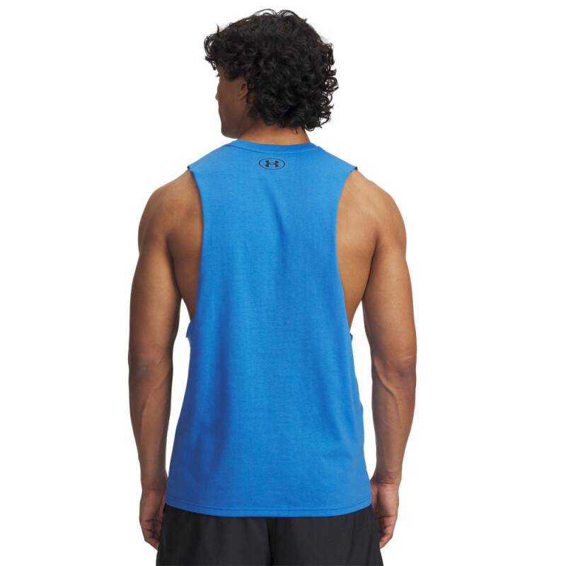 UA LEFT CHEST CUT OFF TANK-BLU BLU-402