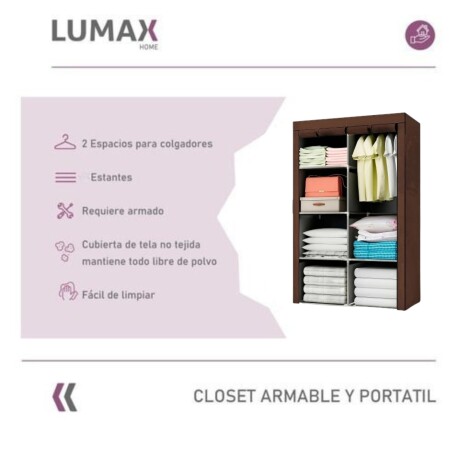 Ropero de 6 Estantes Desmontable de Caño y Tela TNT 150x45x175 Marrón