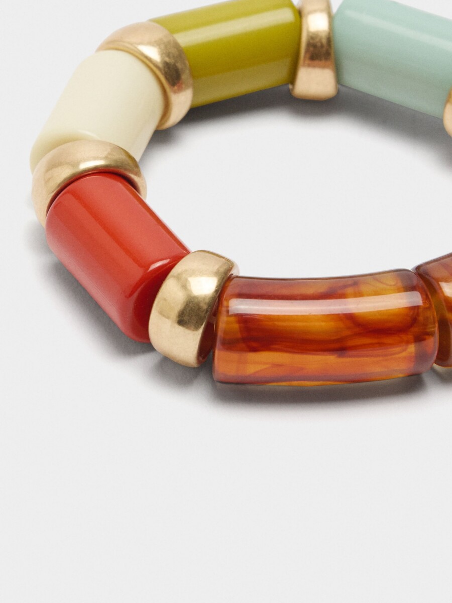 Pulsera Elástica De Cuentas Cilíndricas multicolor