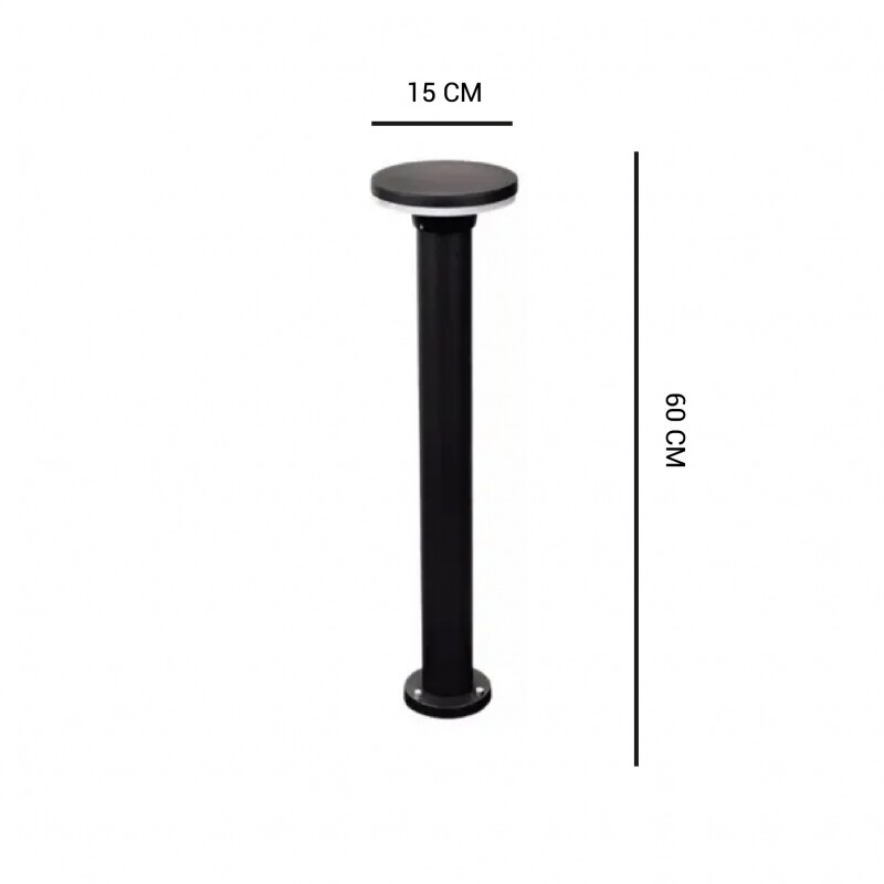 BOLARDO MOON EXTERIOR 12W IP65 60CM Bolardo Exterior Moon 60CM 12W Negro