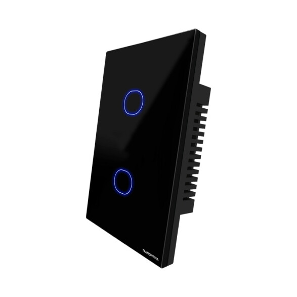 Plaqueta inteligente WIFI touch 2 canales negro -TRAMONTINA TE3912