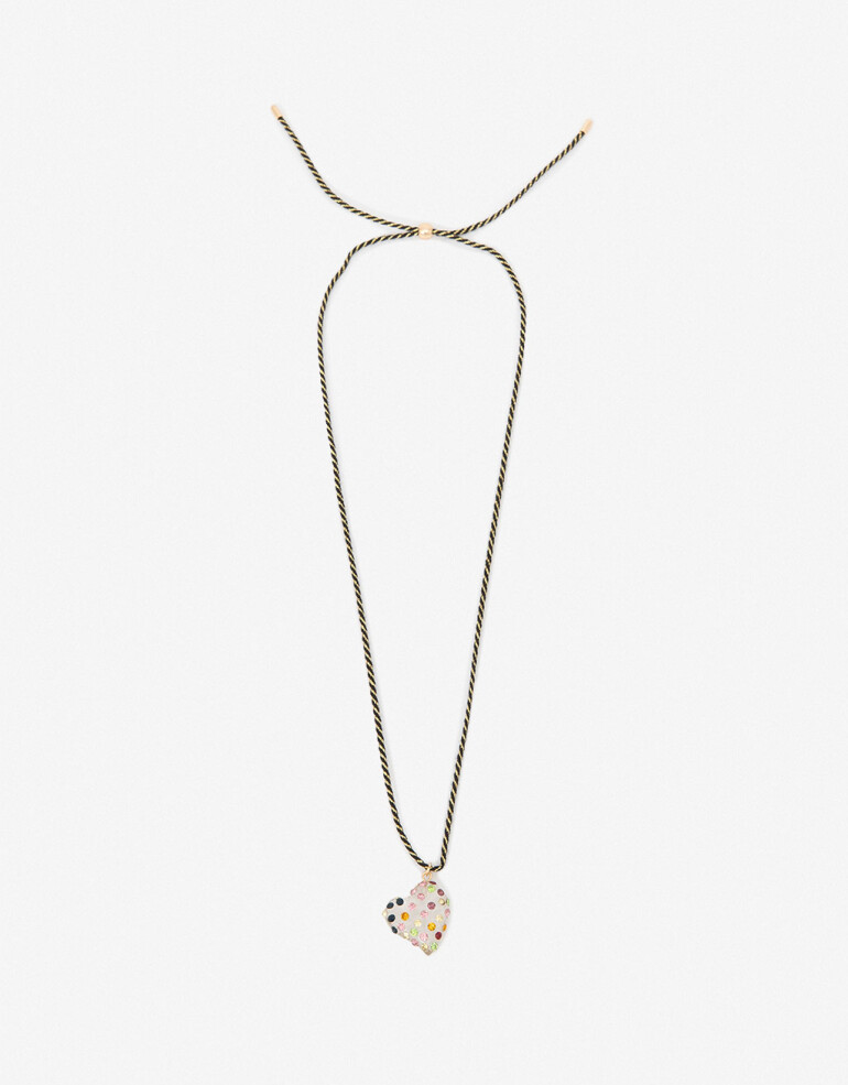 Collares Cortos Color Collar Corto Cordón Corazón - Dorado