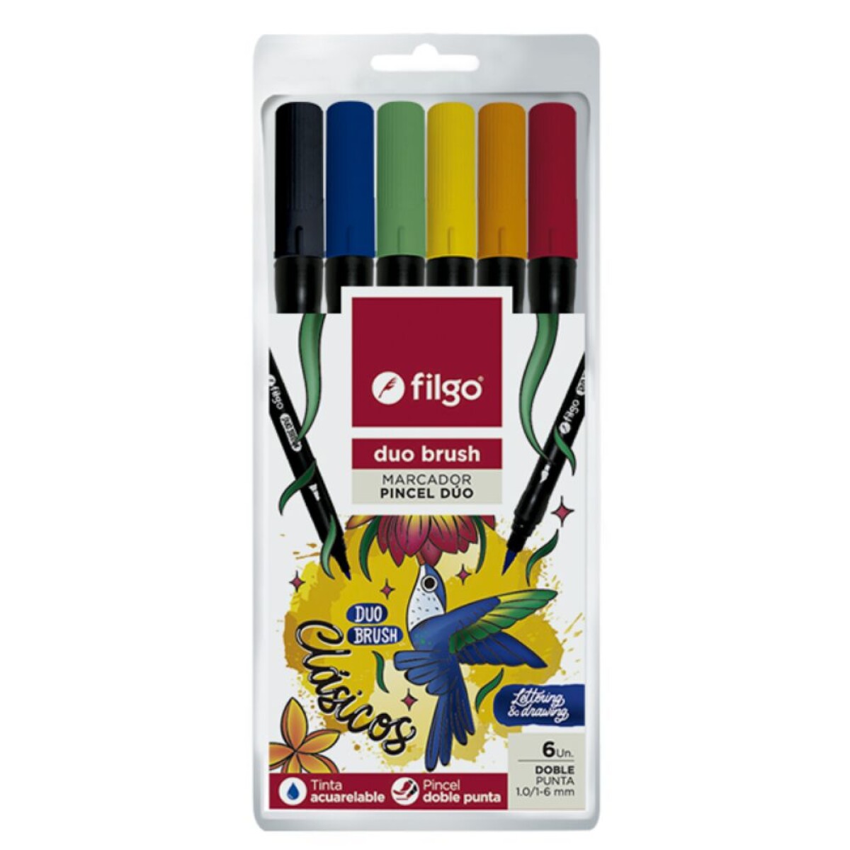 Filgo marcador duo brush pen - estuche 6 clasico - Filgo Marcador Duo Brush Pen - Estuche 6 Clasico 