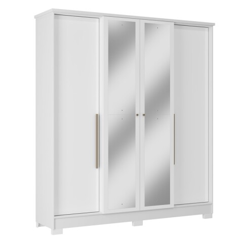 Ropero Armario Mónaco 4 Puertas 2 Cajones 1 Perchero y Estantería Con Espejo - Blanco Ropero Armario Mónaco 4 Puertas 2 Cajones 1 Perchero y Estantería Con Espejo - Blanco