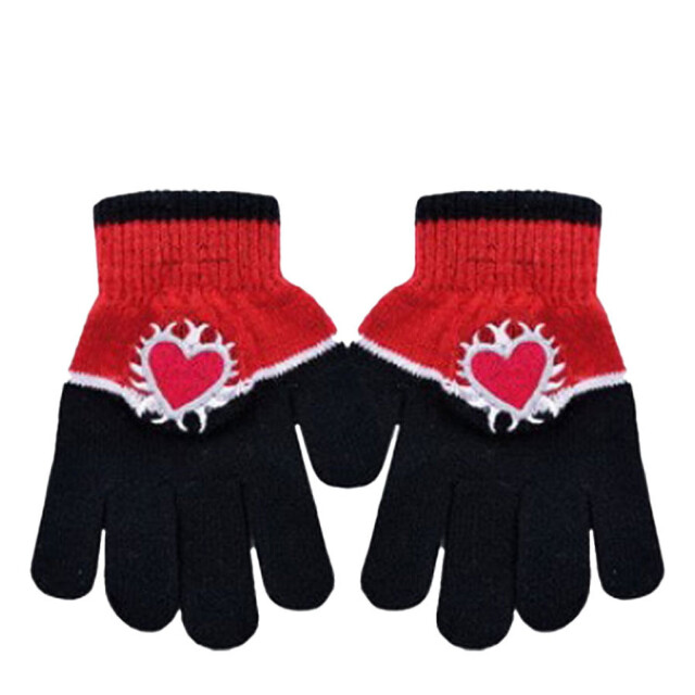 Guantes Infantiles Footy Corazón Negro - Rojo