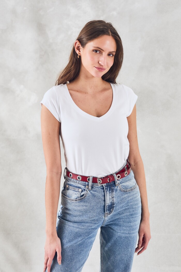 Remera Algodón Elastano Blanco