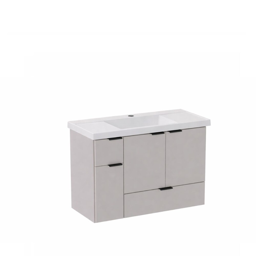 Mueble de baño suspendido Orquidea Beige 80 cm con bacha de resina Mueble De Baño Suspendido Orquidea Beige 80 Cm Con Bacha De Resina