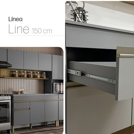 Juego de 4 Modulos De Cocina 150 cm Color Gris GAMAS DE GRIS