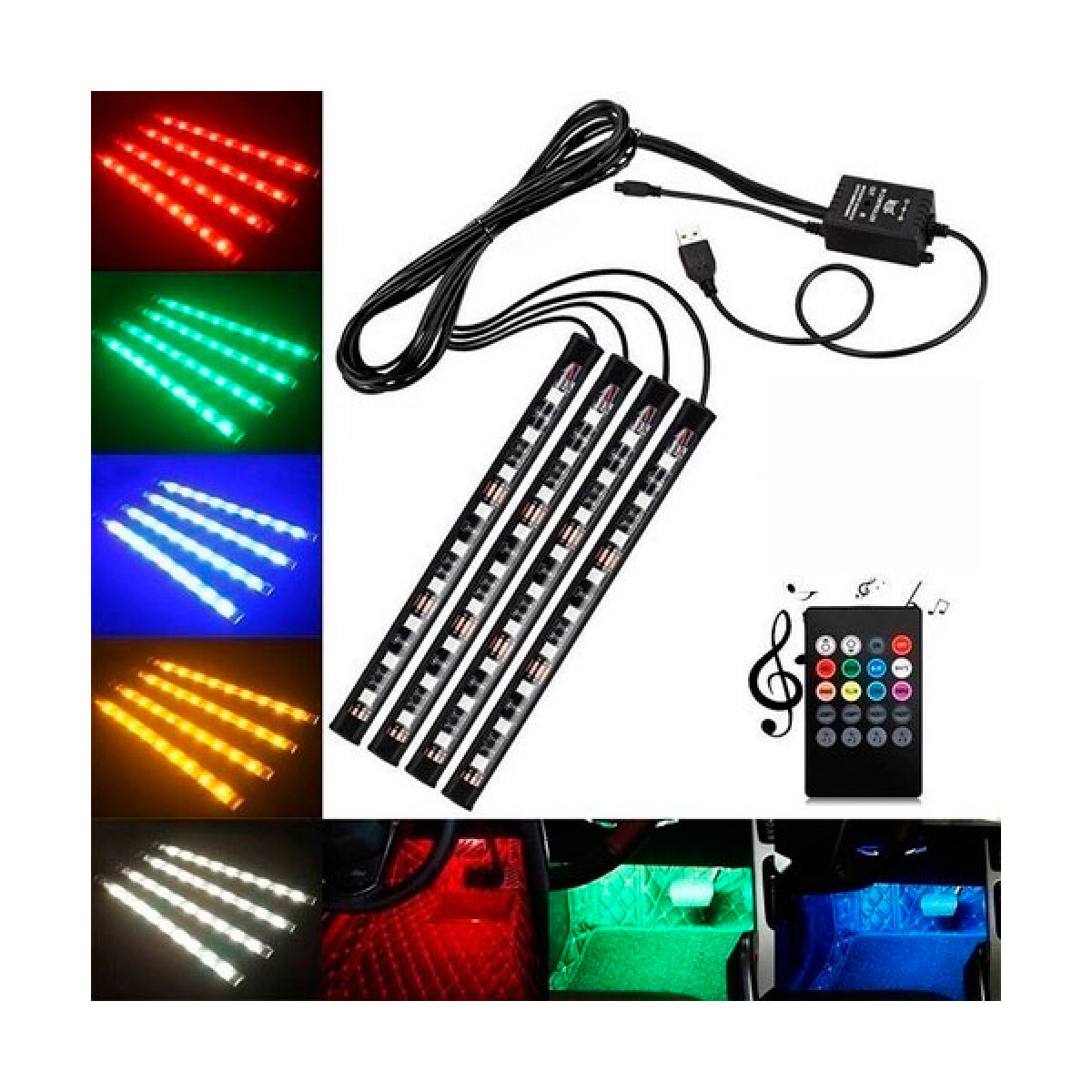 ACCESORIO INTERIOR - X4 TIRA LUCES LED 12V MULTICOLOR PARA INTERIOR WESTON 